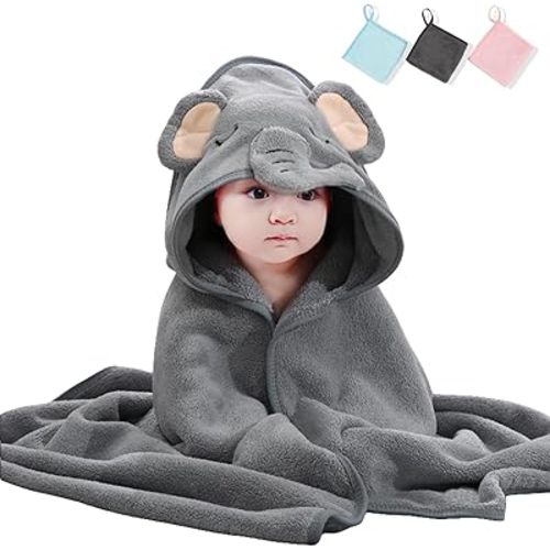 Baby Hooded Towel,31 * 31 in Toddler Bath Towels and Washcloths Set for Newborn Babies,Toallas de Baño para Bebe,Organic Infant Kids Boy Essentials 1-3