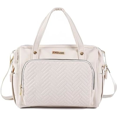 Diaper Bag Tote, Baby Diaper Tote Bag with 13 Pockets, Large Tote Diaper Bag for Mom and Dad, Crossbody Waterproof Diaper Tote (Beige)