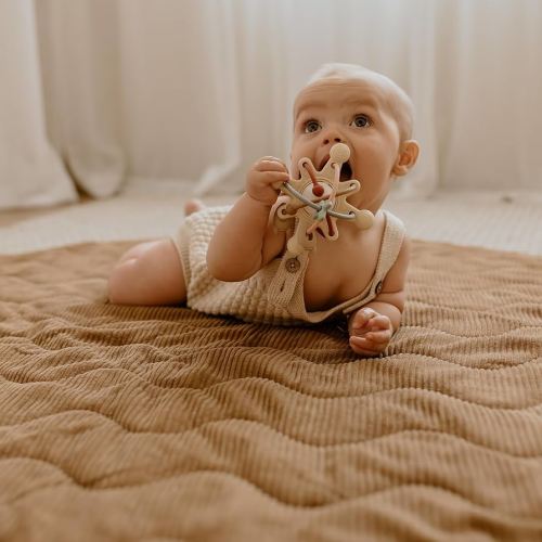 Frankie Lane Corduroy Round Padded Baby Play Mat - Reversible Soft Plush Nursery Decor - Ideal Baby Tummy Time, Play Mat for Babies 3-24 Months, Baby Mats for Floor Play - Large, Cozy Baby Mat