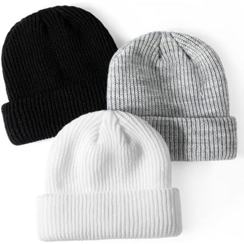 Glooarm 3 Pack Baby Beanie Toddler Boys Girls Beanie Knit Warm Winter Hats Newborn Infant Cuffed Caps, 0-5 Years