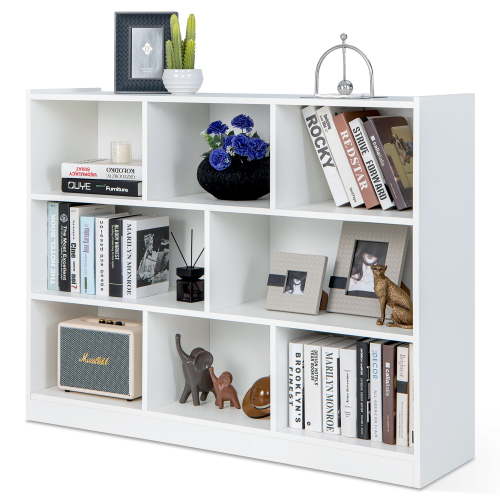 Costway 3-tier Open Bookcase 8-Cube Floor Standing Storage Shelves Display Cabinet White