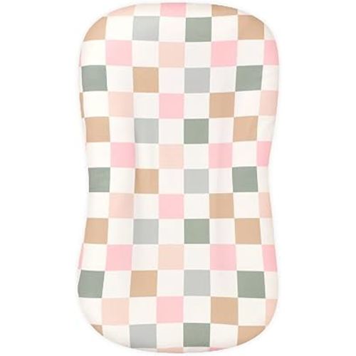 DILIMI Baby Lounger Cover for Boys and Girls, Removable Cover Ultra Soft Comfortable Lounger Slipcover, Colorful Checkerboard (Lounger not Included)