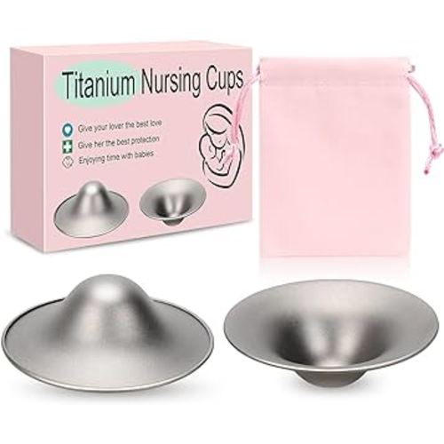 Pure Titanium Nipple Shield Breastfeeding for replace Nursing Silver silver Nipple Covers Guards for Moms, Breastfeeding Nipple Shields Essentials Nursing Cups Repairing Nipple Abrasions Pains(XL)…