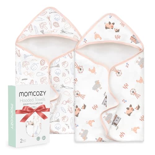 Momcozy Best Wishes Baby Towel with Hooded-Original Design Baby Towel Set -Soft & Absorbent- Shower Gifts or Bath Essential for Infant, Newborn, Toddler