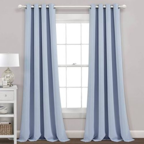 Set of 2 (52"x84") Insulated Grommet Blackout Window Curtain Panels Blue Moon - Lush Décor: Energy Efficient, Noise Reduction