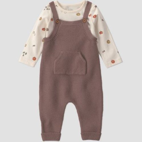 Little Planet By Carter's Baby 2pc pumpkin bodysuit and sweater Overalls set - Brown 9M