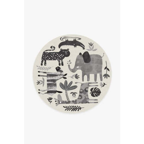 Jungle Safari Black & White Rug | 6’ round
