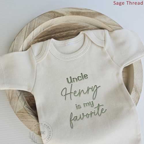 Embroidered Uncle is My favorite Onesie® Brand Gift For Uncle Gift Cute Natural Baby Onesie® 3-6 months, longsleeved cream