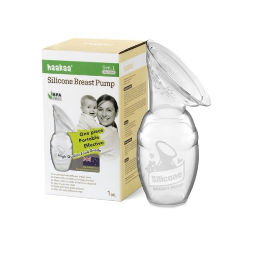 haakaa Manual Breast Pump for Breastfeeding, Silicone, Clear 4oz/100ml