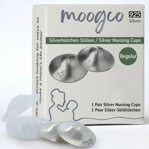 The Original Silver Nursing Cups - 925k Nipple Cups - Nipple Shield for Nursing Newborn - Silver Nipple Covers Breastfeeding