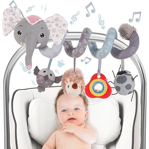 FATI Baby Stroller Toys, Car Seat Toys for 0-6 Months, Sensory Toys for Newborns 0-3 Months, Infants Toys for Baby Crib Carseat with Squeaker Teether Rattles for 0 3 6 9 12 Months Babies Ideal Gifts