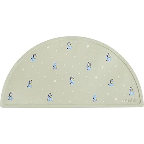 mushie x Bluey Silicone Placemat for Kids | BPA-Free Non-Slip Design (Bluey Sage)