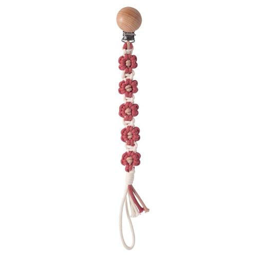 Pacifier Clip for Boys Girls Floral Daisy Macrame Paci Clip Pacifier Holder Leash Boho Wooden Clips Handmade Braided Cotton Binky Clips