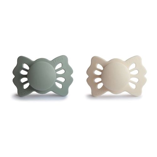 FRIGG Lucky Symmetrical SilkySoft Silicone Baby Pacifier | Made in Denmark | BPA-Free (Cream/Sage, 0-6 Months)