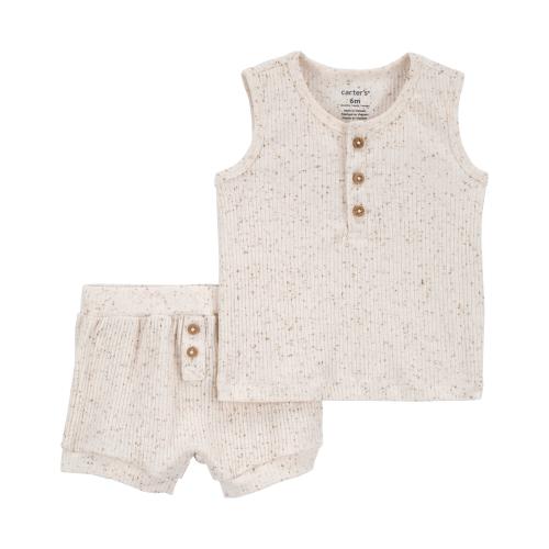 Baby 2-Piece Drop Needle Tank & Short Set - 3M - Style,Heather