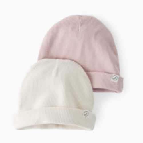 Carter's Little Planet 2-Pack Organic Cotton Rib Caps - Pink, Sweet Cream, 0-3 M