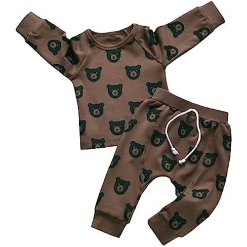 Toddler Baby Boy Clothes Infant Long Sleeve Bear Print Tops + Pants Sweatsuit Outfits
