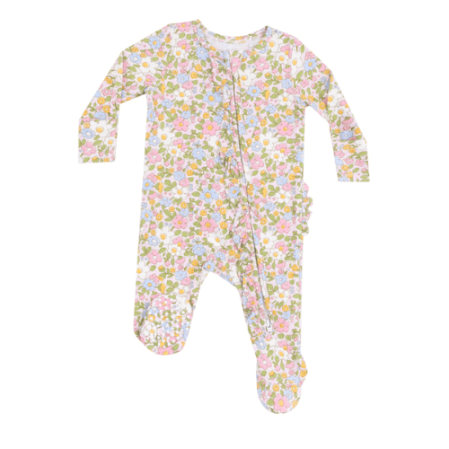Calico Ruffle Footie – The Little Cottage