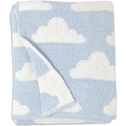 Living Textiles Blue Clouds Chenille Soft Baby Blanket Reversible Premium Cozy Fabric for Best Comfort - for Infant,Toddler,Newborn,Nursery,Boy,Unisex,Throw,Crib,Stroller,Gift, Blue Clouds 40x30