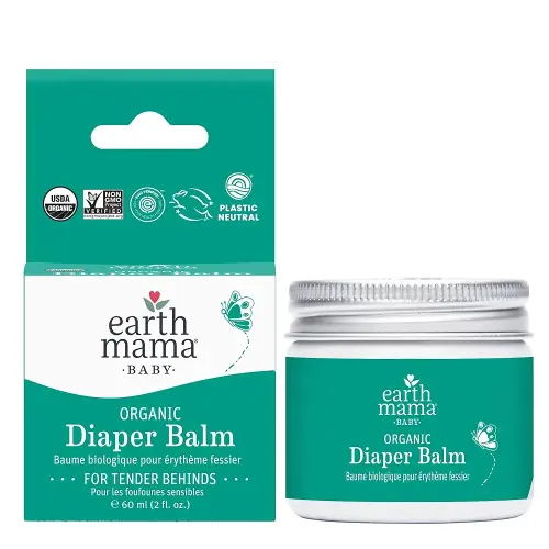 Organic Diaper Balm by Earth Mama | Safe Calendula Cream to Soothe and Protect Sensitive Skin, Non-GMO Project Verified, 2-Fluid Ounce