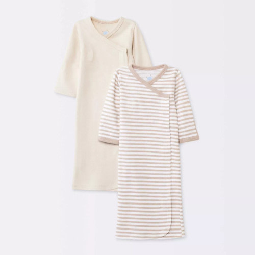 Cloud Island Khaki Preemie: Long Sleeve V Neck Nightgowns
