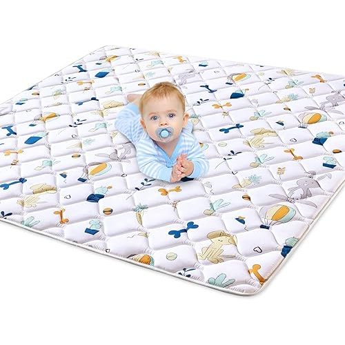 Premium Baby Play Mat 47" X 47", Thicken Foam One-Piece Crawling Mat, Non-Slip Cushioned Baby Playmats for Infants, Babies, Toddlers, Foldable and Machine Washable