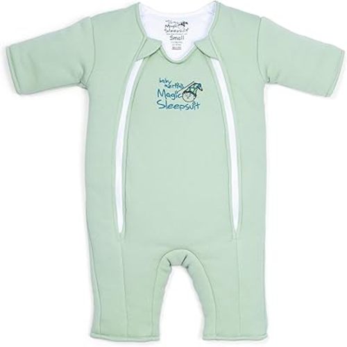 Baby Merlin's Magic Sleepsuit Transition Swaddle Baby Sleep Suit for 3-6 Months - 100% Cotton Layers with Double Zipper for Easy Diaper Change - Comfortable Sleepwear for Back Sleeping - Sage Green