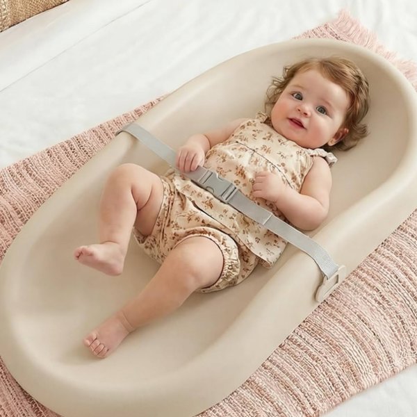 Mallify Baby Changing Pad with Waterproof and Non-Toxic Surface, Changing Table Pad with Adjustable Safety Belt, Easy-Clean & Portable Changing Pad for Dresser(Beige)
