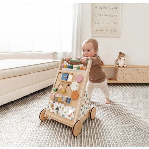 Tiny Land® Versatile Natural Wooden Baby Walker