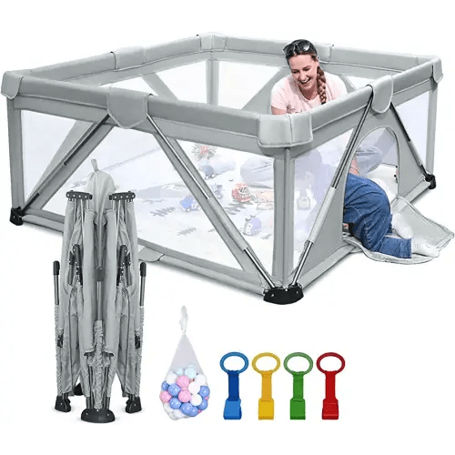 Baby Playpen Foldable, Heyo.Ja Large Play Yard, Playpen for Babies and Toddlers, Play Pens for Babies and Toddlers with Gate, Indoor & Outdoor Portable Play Pen (71"×59")