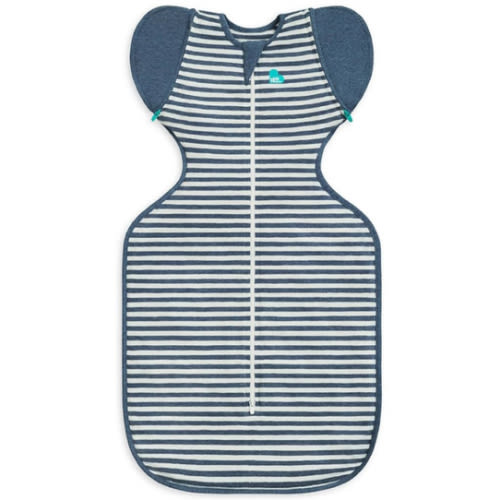 Love to Dream Swaddle UP Transition Bag, Patented Zip-Off Wings, Gently Help Baby Safely Transition from Being Swaddled to arms Free Before Rolling Over, Stripe Denim Blue, Large, 19-24 lbs