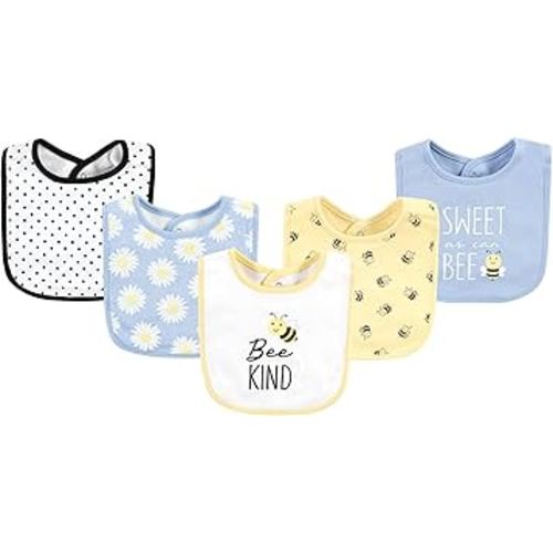 Hudson Baby Unisex Baby Cotton Bibs, Bee Kind, One Size
