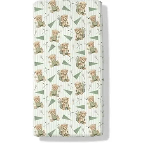 Cute Bear Golf Sports Baby Boys Girls Crib Sheets Golf Clubs Bag Balls Flag Toddler Bed Sheets Outdoor Sports Fitted Crib Mattress Cover for Standard Crib Mattresses 52''x28''
