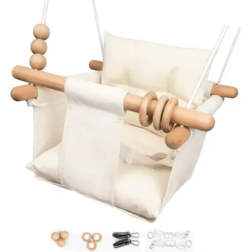 Baby Swing Outdoor Indoor Toddler Swing Seat with Safety Belt, Canvas Hanging Swings Outside Tree Swing Great Gift for Baby Boys Girls Kids Lovers