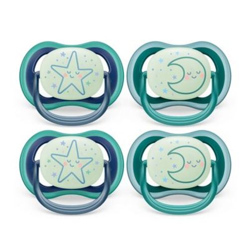 Avent Philips Ultra Air Pacifier 6-18 Months - Sleeping Star/sleeping Moon Nighttime - 4pk
