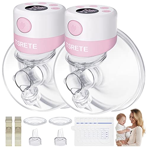 Breast Pump,Double Wearable Breast Pump,Electric Hands Free Breast Pumps with 2 Modes,9 Levels,LCD Display,Memory Function Rechargeable Double Milk Extractor with Massage and Pumping Mode-27mm Flange