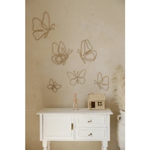 Wooden Wall Butterflies Décor for Kids Room – Natural Plywood, Boho Nursery Wall Art, One Line Minimalist Design, Woodland Baby Shower Gift