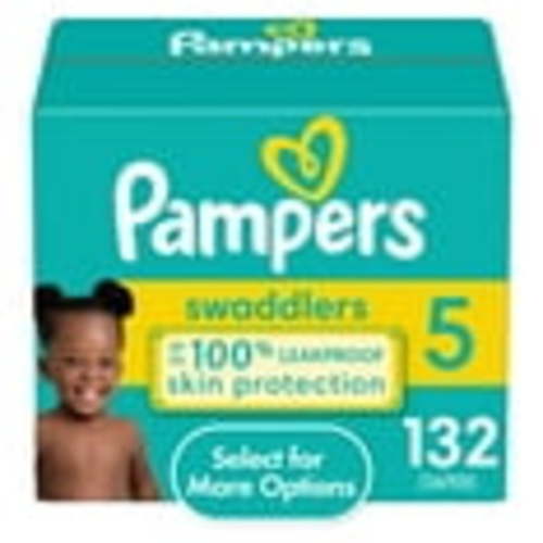 Pampers Swaddlers Size 5 Diapers, 132 Count, Leak-Prevention, Latex Free