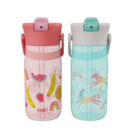 Zak Designs 2pk 18oz Harmony Straw Water Bottle Set Pink/Green