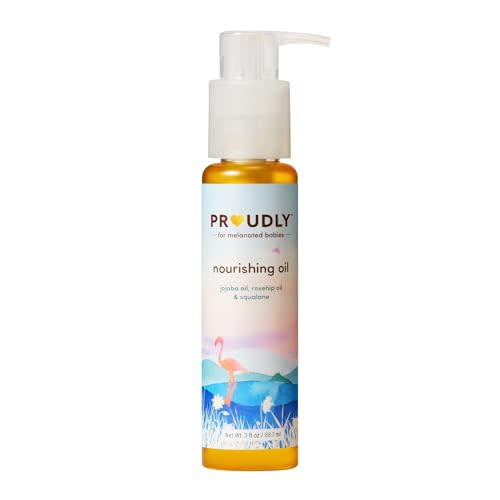 PROUDLY Nourishing Baby Oil - Blend of Premium Oils, Squalane, and Vitamin E for Dry Skin and Even Great for Textured Hair - Baby Massage Oil, Locks in Moisture - 3oz