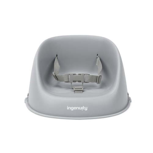Ingenuity Baby Booster Seat Grey, Easy-Clean with 3-Point Harness, Attaches to Most Chairs