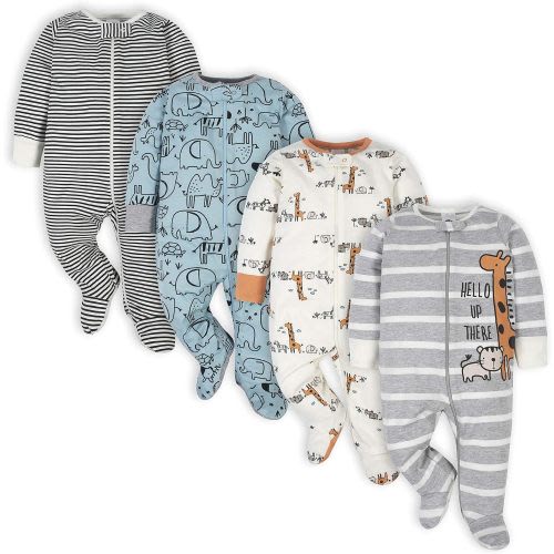 Gerber Baby Boys 4 Pack Sleep 'N Play Footie - 3-6 Months - Jungle