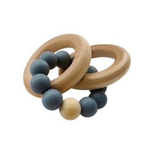 Shop Silicone and Beech Wood Baby Rattle and Teether - Free Shipping On Orders Over $45 - Overstock - 28008932 - White