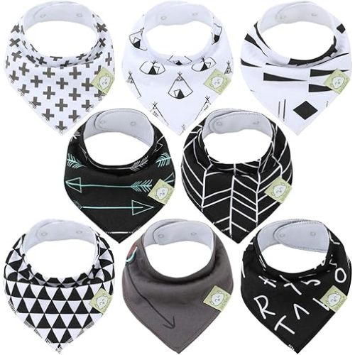 KeaBabies 8-Pack Organic Baby Bandana Drool Bibs for Boys Girls - Soft Cotton Drooling & Teething Bibs for Infants, Toddlers, Super Absorbent Cotton Bandana Bibs for Baby Boy & Girl (Baby Boss)