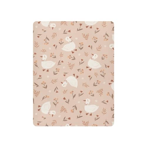Takiito Crib Sheet for Boys Girls, Cute Goose Flowers Fitted Crib Sheet Super Soft Breathable for Playard Mattress, Nursery Sheet, 27x39 in