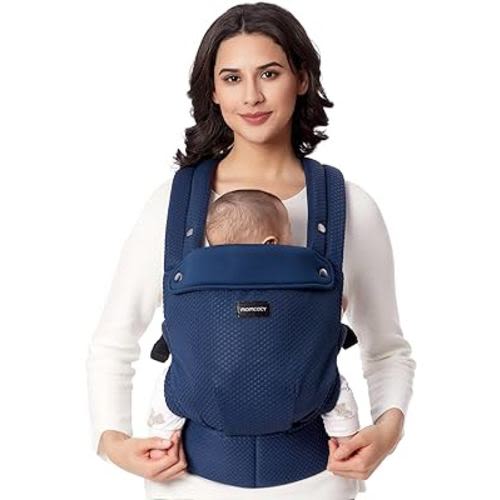 Momcozy Breathable Mesh Baby Carrier, Ergonomic and Lightweight Infant Carrier for 7-44lbs with Enhanced Lumbar Support, All Day Comfort for Hands-Free Parenting, Air Mesh-Blue