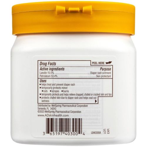 A+D Baby Diaper Rash Ointment, Baby Protectant with Vitamins A and D - 454g