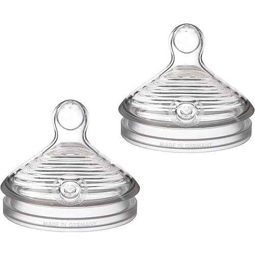 NUK Simply Natural Baby Bottle Nipples - Medium Flow Silicone Extra Soft Anti-Colic Air System BPA-Free Pack of 2