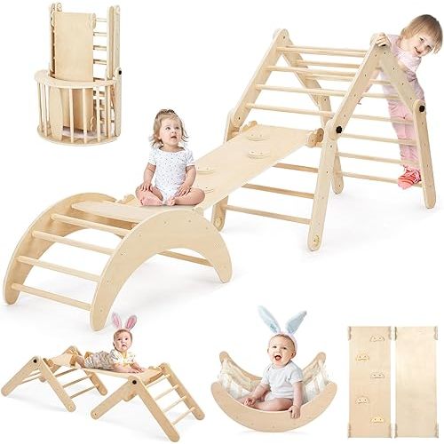 Dripex Deformable Pikler Triangle Set, Fun Over 20 Playing Modes Climbing Toys for Toddlers 1-3 Inside, Large Sturdy Indoor Playground Jungle Gym Playset, Premium Early Learning Toddler Climbing Toys
