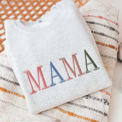 Mama Sweatshirt, Crewneck Sweatshirt, Baby Shower Gift, New Mom Gift, Gift for Mom, Embroidered Sweatshirt, Pregnancy Gift, Mama Gift,